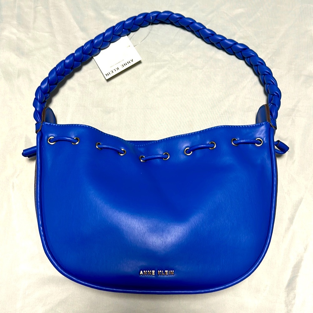 Anne Klein Braided Strap Shoulder Bag in Vibrant Blue